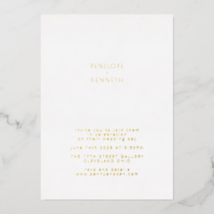 Invitación Con Relieve Metalizado Minimalista Moderno Vintage Elegante Boda Dorado
