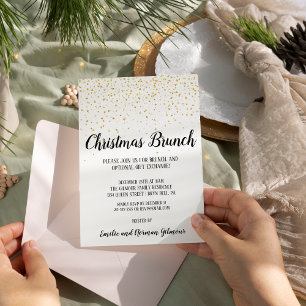 Invitación Con Relieve Metalizado Minimalistas Navidades de Confetti Modernos Brunch