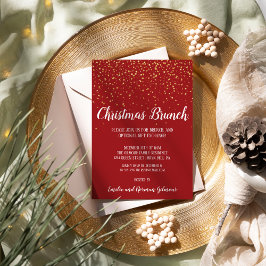Invitación Con Relieve Metalizado Minimalistas Navidades rojos modernos brunch Gold