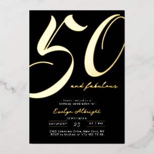 Invitación Con Relieve Metalizado Mínimo cincuenta y fabuloso cumpleaños 50