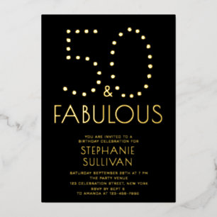Invitación Con Relieve Metalizado Mínimo cincuenta y fabuloso cumpleaños número 50
