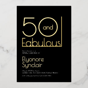 Invitación Con Relieve Metalizado Mínimo cincuenta y fabuloso cumpleaños número 50