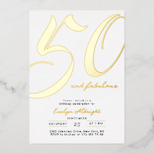 Invitación Con Relieve Metalizado Mínimo cincuenta y fabuloso cumpleaños número 50
