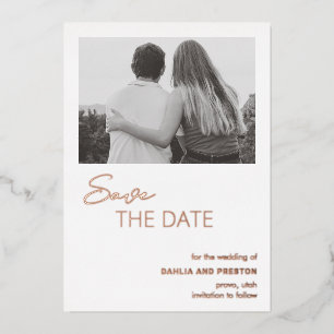 Invitación Con Relieve Metalizado Mínimo matrimonio moderno salva la fecha