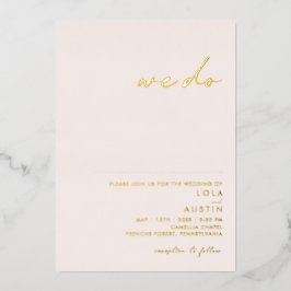 Invitación Con Relieve Metalizado Mínimo moderno | Rubor Y Oro Que Hacemos Boda Real