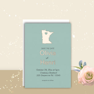 Invitación Con Relieve Metalizado Minnesota State Destination Wedding Save the Date