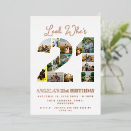 Invitación Con Relieve Metalizado mira quién es el signo del Collage de fotos 21 fel