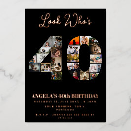 Invitación Con Relieve Metalizado Mira quién ha cumplido 40 años Montaje fotográfico