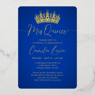 Invitación Con Relieve Metalizado Mis Quince 3 Fotografía Collage Quinceañera Azul R