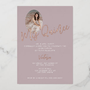 Invitación Con Relieve Metalizado Mis Quince Rosa 15 Cumpleaños quinceañera Dorado