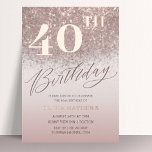 Invitación Con Relieve Metalizado Moda 40 cumpleaños oro Rosa real<br><div class="desc">Un diseño elegante con tonos rosas y detalles de oro rosa y un fondo purpurina falso. El gran texto caligráfico brilla en un verdadero Relieve metalizado de oro rosa,  añadiendo un toque de lujo. Personalizar con sus propios detalles para crear una invitación verdaderamente única que refleje su estilo.</div>