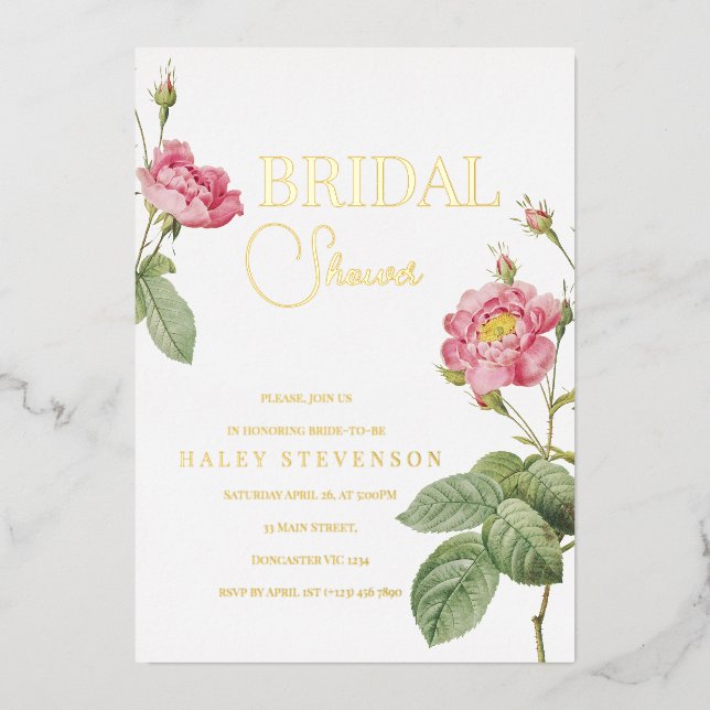 Invitación Con Relieve Metalizado Moda bucal rosa rosa  bucal (Anverso)