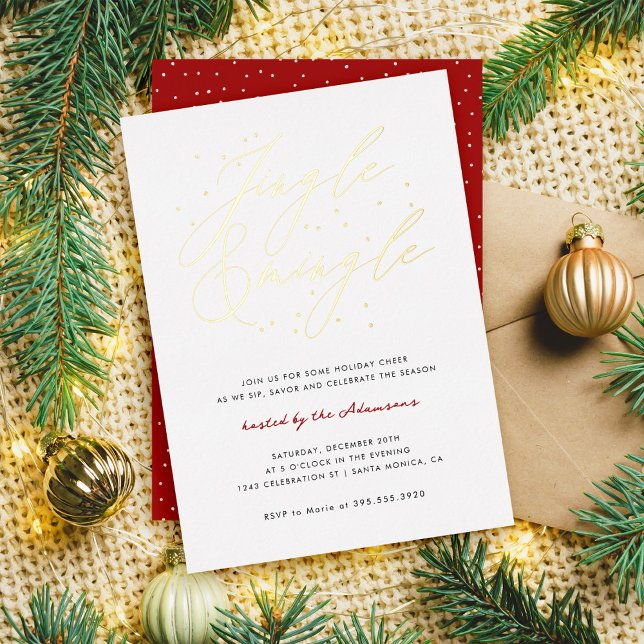 Invitación Con Relieve Metalizado Moda caligrafía jingle y Fiesta de Navidades gemel (Subido por el creador)