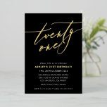 Invitación Con Relieve Metalizado moda caligráfica minimalista 21 cumpleaños de oro<br><div class="desc">por kat massard >>> https://linktr.ee/simplysweetpaperie <<< Un diseño de invitación con letras a mano y a la moda para tu CUMPLEAÑOS - Tengo la mayoría de las edades disponibles en la tienda TIP: 1. Para cambiar/mover gráficos y fuentes y añadir más texto, pulse el botón "personalizar". - - - -...</div>