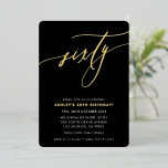 Invitación Con Relieve Metalizado moda caligráfica minimalista 60 cumpleaños de oro<br><div class="desc">por kat massard >>> https://linktr.ee/simplysweetpaperie <<< Un diseño de invitación con letras a mano y a la moda para tu CUMPLEAÑOS - Tengo la mayoría de las edades disponibles en la tienda TIP: 1. Para cambiar/mover gráficos y fuentes y añadir más texto, pulse el botón "personalizar". - - - -...</div>