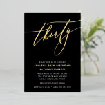 Invitación Con Relieve Metalizado moda caligráfica minimalista oro de 30 años<br><div class="desc">por kat massard >>> https://linktr.ee/simplysweetpaperie <<< Un diseño de invitación con letras a mano y a la moda para tu CUMPLEAÑOS - Tengo la mayoría de las edades disponibles en la tienda TIP: 1. Para cambiar/mover gráficos y fuentes y añadir más texto, pulse el botón "personalizar". - - - -...</div>