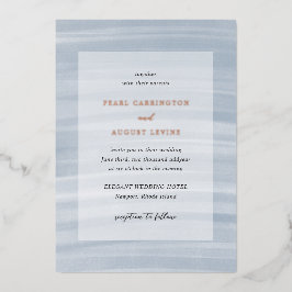 Invitación Con Relieve Metalizado Moda costera Boda Elegante Azul Muerto