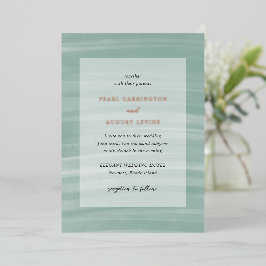 Invitación Con Relieve Metalizado Moda costera Boda Elegante Verde Muerta