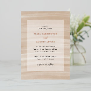 Invitación Con Relieve Metalizado Moda costera Sandy Neutral Elegante Boda