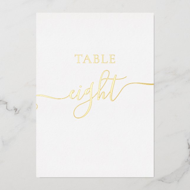 Invitación Con Relieve Metalizado Moda elegante gráfico dorado número de tabla boda (Anverso)