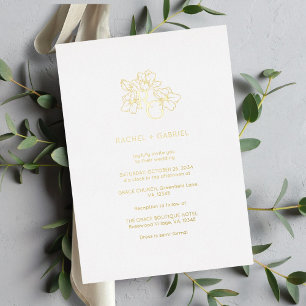 Invitación Con Relieve Metalizado Moda Floral Monograma Relieve metalizado Invitació