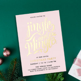 Invitación Con Relieve Metalizado Moda Girly Rubor Pink Gold Cocktail Caligrafía