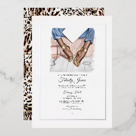 Invitación Con Relieve Metalizado Moda Glam Chic Despedida de Soltera