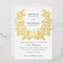 Moda Magnolia Wreath Wedding Invitación Relieve me