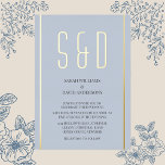 Invitación Con Relieve Metalizado Moda Minimalista simple Boda de escritura moderna<br><div class="desc">La invitación perfecta para la boda de los minimalistas. Esta elegante invitación azul suave presenta un estilo sencillo con escritura moderna en blanco,  grandes monogramas de oro y marco de Relieve metalizado dorado. El texto y los monogramas son fácilmente personalizables para hacerlo todo tuyo.</div>