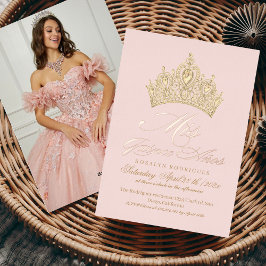 Invitación Con Relieve Metalizado Moda Mis Quince Anos Oro Rosa Foto