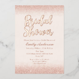 Invitación Con Relieve Metalizado Moda Rosa Gold Bridal Shower