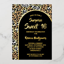 Moda Sweet 16 Leopard Print Birthday Gold