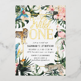 Invitación Con Relieve Metalizado Moda tropical | Fiesta de cumpleaños de Gold Wild