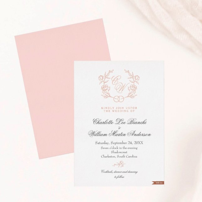 Invitación Con Relieve Metalizado Moda y romántico Boda rosa Rubor (Subido por el creador)