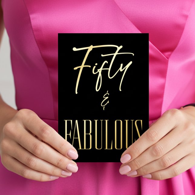 Invitación Con Relieve Metalizado Modern Black White Fifty & Fabulous Birthday (Subido por el creador)