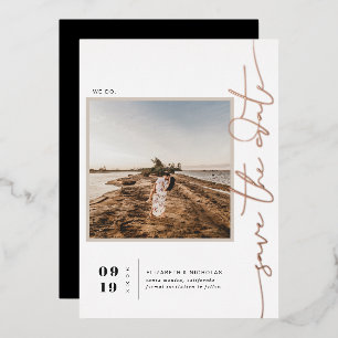 Invitación Con Relieve Metalizado Modern Boho Desierto   Guardar la Fecha Foto Cuadr