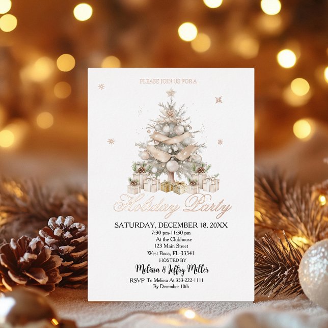 Invitación Con Relieve Metalizado Modern Christmas Tree Holiday Party  (Subido por el creador)
