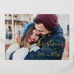 Invitación Con Relieve Metalizado Modern Elegant Mr & Mrs Christmas Couple Wedding<br><div class="desc">Modern Elegant Mr & Mrs Christmas Couple Wedding Metallic Foil Save the Date Card with Envelope. IMPORTANT NOTICE: This design is part of a collection and has other coordinated elements that you can find in my store. Sometimes it can be difficult to aesthetically align and put texts or initials on...</div>