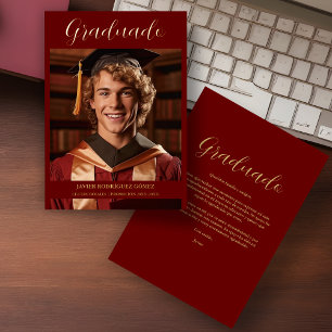 Invitación Con Relieve Metalizado Modern Elegant Simplicity Spanish Graduate Photo