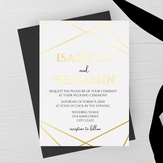 Invitación Con Relieve Metalizado Modern Geometric Typography Wedding (Subido por el creador)