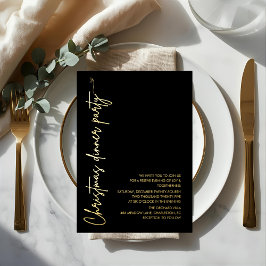 Invitación Con Relieve Metalizado Modern Gold Foil Christmas Dinner Party