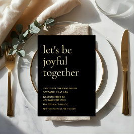 Invitación Con Relieve Metalizado Modern Gold Foil “Let’s Be Joyful Together