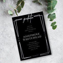 Invitación Con Relieve Metalizado Modern Graduation Party Black Foil Invitation