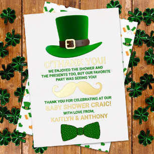 Invitación Con Relieve Metalizado Modern Leprechaun St. Patrick's Day Baby Shower