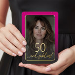Invitación Con Relieve Metalizado Modern Minimal Fifty Fabulous Photo Pink Birthday<br><div class="desc">Celebrate in quiet, elegant style with this simple, modern fifty and fabulous birthday party invitation—designed with a style that's all about you. Featuring your favorite photo in a rounded rectangle shape beneath a softly darkened overlay and edged in real foil. A real foil modern 50 on the front captures your...</div>