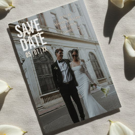 Invitación Con Relieve Metalizado Modern Minimalist Block Typography Save the Date