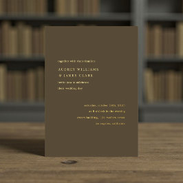 Invitación Con Relieve Metalizado Modern Minimalist Espresso Elegant Wedding