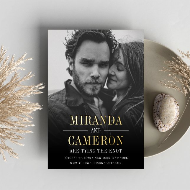 Invitación Con Relieve Metalizado Modern Mood | Foto Guardar la fecha (Subido por el creador)