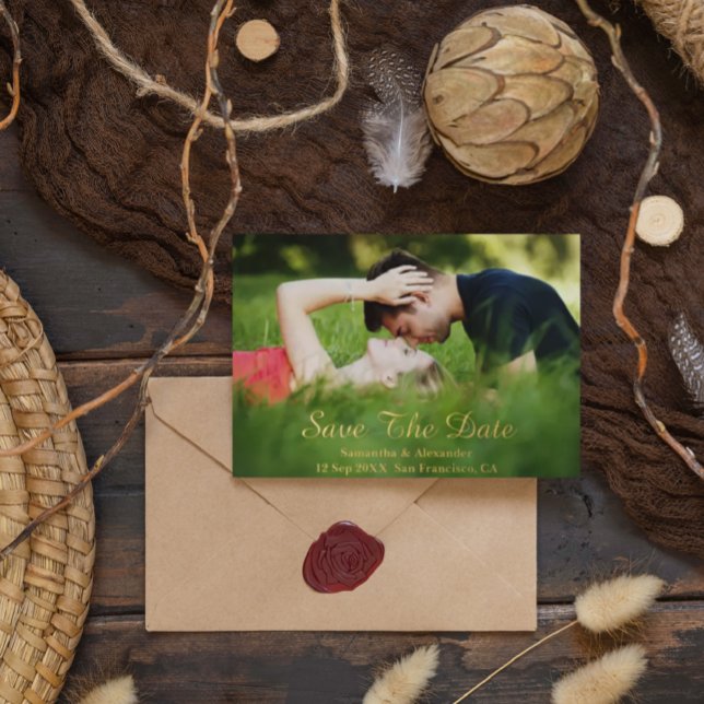 Invitación Con Relieve Metalizado Modern Photo Save The Date Card (Subido por el creador)