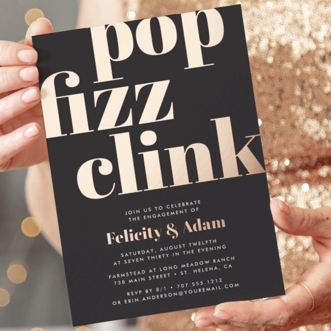 Invitación Con Relieve Metalizado Modern Pop | Fiesta de Compromiso (Subido por el creador)